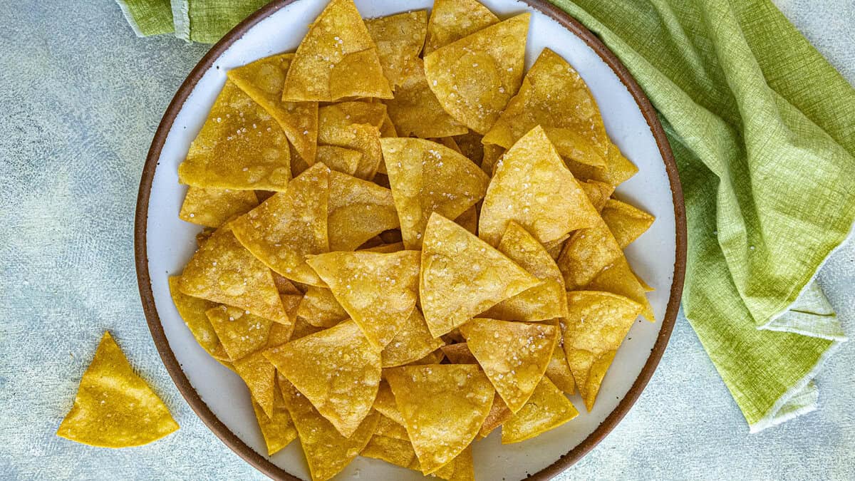 Crispy Homemade Tortilla Chips with 3 Simple Ingredients
